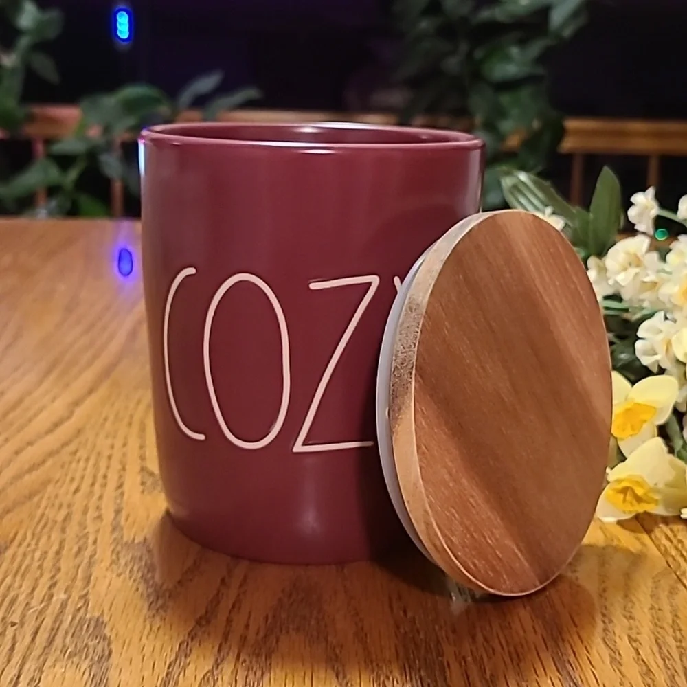 Rae Dunn COZY Canister With Wooded Lid
